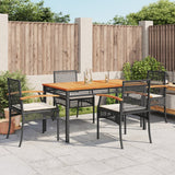 Set da Pranzo da Giardino 5 pz Nero con Cuscini in Polyrattan