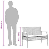 Set da Pranzo da Giardino 3 pz con Cuscini Nero in Polyrattan