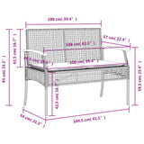 Set da Pranzo da Giardino 3 pz con Cuscini Nero in Polyrattan
