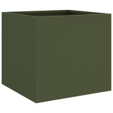 Fioriere da Giardino 2 pz Verde Oliva 32x30x29 cm in Acciaio