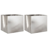 Fioriere 2 pz Argento 32x30x29 cm in Acciaio Inox