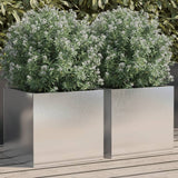 Fioriere 2 pz Argento 32x30x29 cm in Acciaio Inox