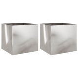 Fioriere 2 pz Argento 42x40x39 cm in Acciaio Inox