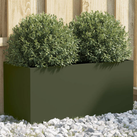 Fioriera Verde Oliva 62x30x29 cm in Acciaio