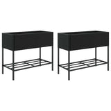 Fioriere da Giardino con Ripiani 2pz Nere 90x40x75cm Polyrattan