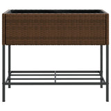 Fioriere Giardino con Ripiani 2pz Marroni 90x40x75cm Polyrattan