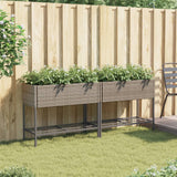 Fioriere Giardino con Ripiani 2pz Grigie 90x40x75cm Polyrattan