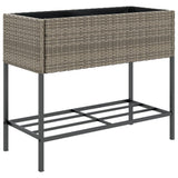 Fioriere Giardino con Ripiani 2pz Grigie 90x40x75cm Polyrattan