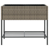 Fioriere Giardino con Ripiani 2pz Grigie 90x40x75cm Polyrattan