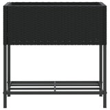 Fioriere da Giardino con Ripiani 2pz Nere 70x28x70cm Polyrattan