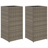 Fioriere da Giardino 2 pz Grigie 30x30x60 cm in Polyrattan