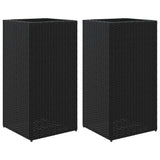 Fioriere da Giardino 2 pz Nere 40x40x80 cm in Polyrattan