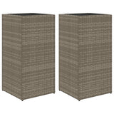 Fioriere da Giardino 2 pz Grigie 40x40x80 cm in Polyrattan