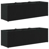 Fioriere da Giardino con 3 Vasi Nere 105x30x32 cm in Polyrattan