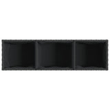 Fioriere da Giardino con 3 Vasi Nere 105x30x32 cm in Polyrattan