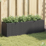 Fioriere da Giardino con 3 Vasi Nere 105x30x32 cm in Polyrattan