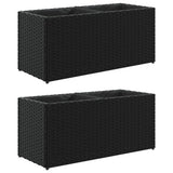 Fioriere da Giardino con 2 Vasi Nere 72x30x32 cm in Polyrattan