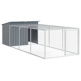 Cuccia per cani con recinto antracite 153x396x110 cm in acciaio zincato