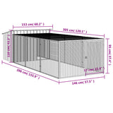Cuccia per cani con recinto antracite 153x396x110 cm in acciaio zincato