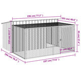 Cuccia per cani con recinto antracite 197x194x110 cm in acciaio zincato