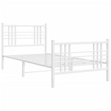 Giroletto con Testiera e Pediera Metallo Bianco 100x200 cm