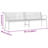 Panca Giardino Marrone 231cm Legno e Acciaio Verniciato Polvere