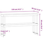 Ripiano per Tavolo da Lavoro 2 Piani 110x30x65 cm Acciaio Inox