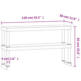 Ripiano per Tavolo da Lavoro 2 Piani 110x30x65 cm Acciaio Inox