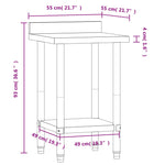 Tavolo Lavoro da Cucina con Paraschizzi 55x55x93cm Acciaio Inox