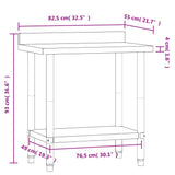 Tavolo Lavoro Cucina con Paraschizzi 82,5x55x93cm Acciaio Inox