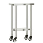 Tavolo da Lavoro Cucina con Ruote 55x30x85 cm in Acciaio Inox
