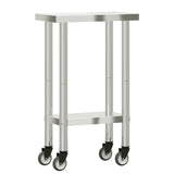 Tavolo da Lavoro Cucina con Ruote 55x30x85 cm in Acciaio Inox