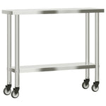Tavolo da Lavoro Cucina con Ruote 110x30x85 cm in Acciaio Inox