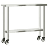 Tavolo da Lavoro Cucina con Ruote 110x30x85 cm in Acciaio Inox