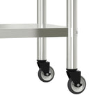 Tavolo da Lavoro Cucina con Ruote 110x30x85 cm in Acciaio Inox
