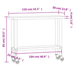 Tavolo da Lavoro Cucina con Ruote 110x30x85 cm in Acciaio Inox