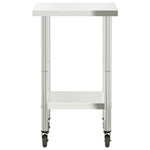 Tavolo da Lavoro Cucina con Ruote 55x55x85 cm in Acciaio Inox