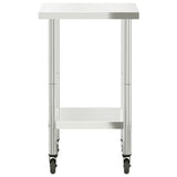 Tavolo da Lavoro Cucina con Ruote 55x55x85 cm in Acciaio Inox