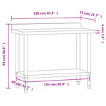 Tavolo Lavoro Cucina con Paraschizzi 110x55x93cm Acciaio Inox