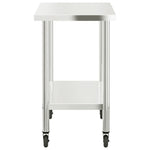 Tavolo da Lavoro Cucina con Ruote 110x55x85 cm in Acciaio Inox