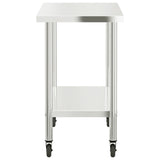 Tavolo da Lavoro Cucina con Ruote 110x55x85 cm in Acciaio Inox