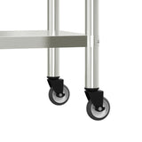 Tavolo da Lavoro Cucina con Ruote 110x55x85 cm in Acciaio Inox