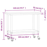 Tavolo da Lavoro Cucina con Ruote 110x55x85 cm in Acciaio Inox