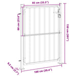 Cancello da giardino 100x145 cm in acciaio inox