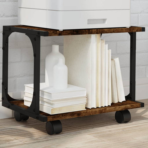 Supporto Stampante 2 Livelli Rovere Fumo 41x28x33,5 truciolato