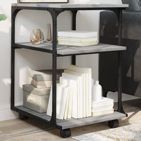 Supporto Stampante 3 Piani Grigio Sonoma 43x48x64cm truciolato