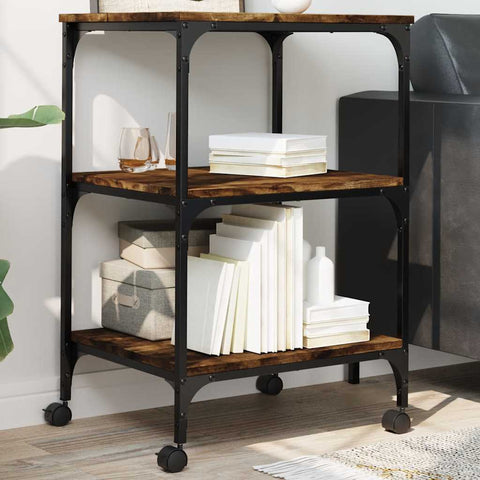 Supporto Stampante 3 Livelli Rovere Fumo 50x41x75cm truciolato