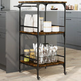 Carrello da Cucina Rovere Fumo 60,5x50x105 cm Legno truciolato