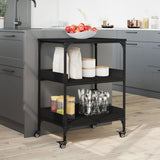 Carrello da Cucina Nero 60x41x80,5 cm in Legno truciolato