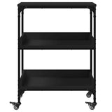 Carrello da Cucina Nero 60x41x80,5 cm in Legno truciolato